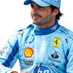New 2024 Carlos Sainz Jr HP Miami Scuderia Ferrari F1 Team Racing Suit
