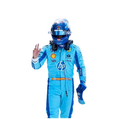 New 2024 Carlos Sainz Jr HP Miami Scuderia Ferrari F1 Team Racing Suit