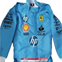 New 2024 Carlos Sainz Jr HP Miami Scuderia Ferrari F1 Team Racing Suit