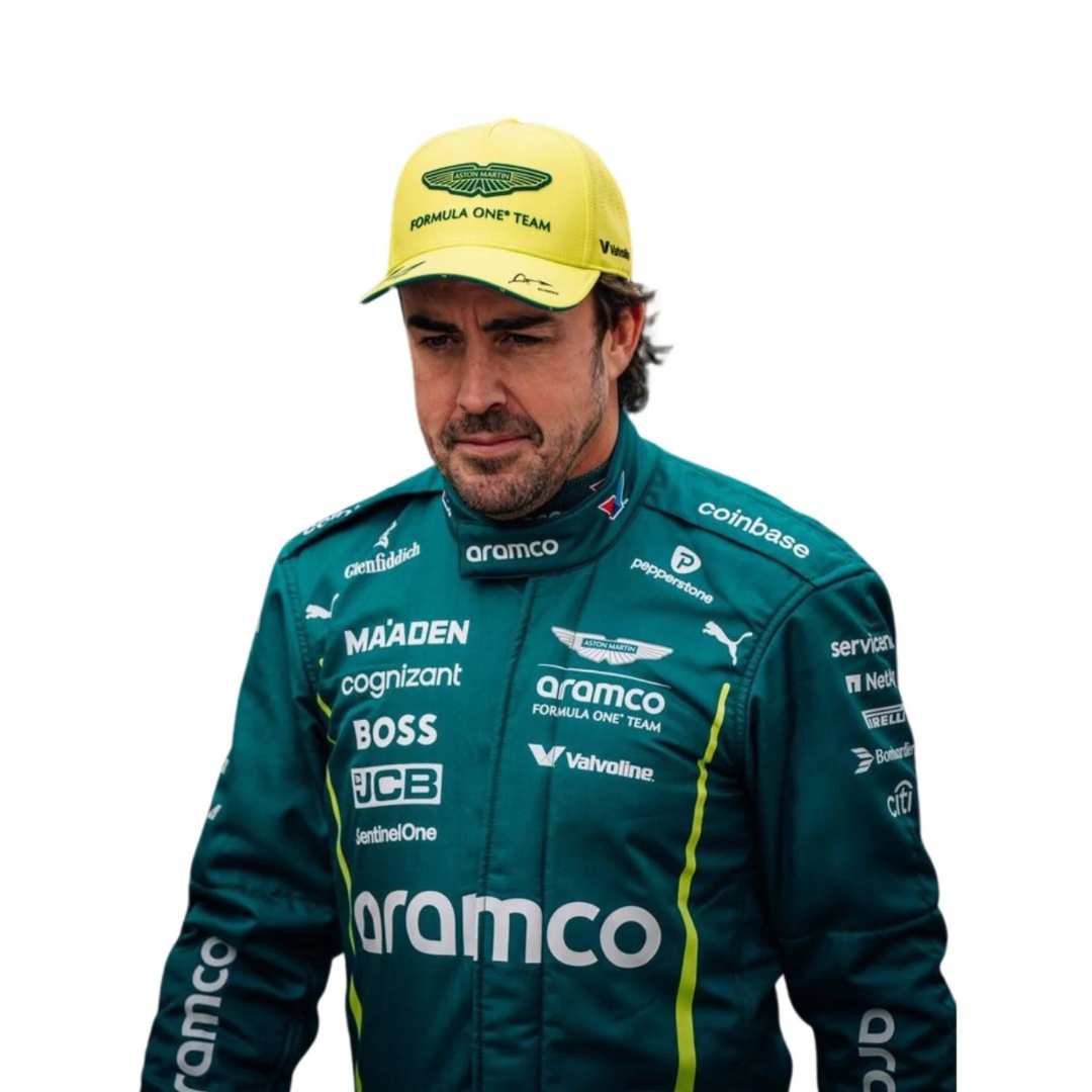 Fernando Alonso 2025 Aston Martin F1 Racing Suit – Front View